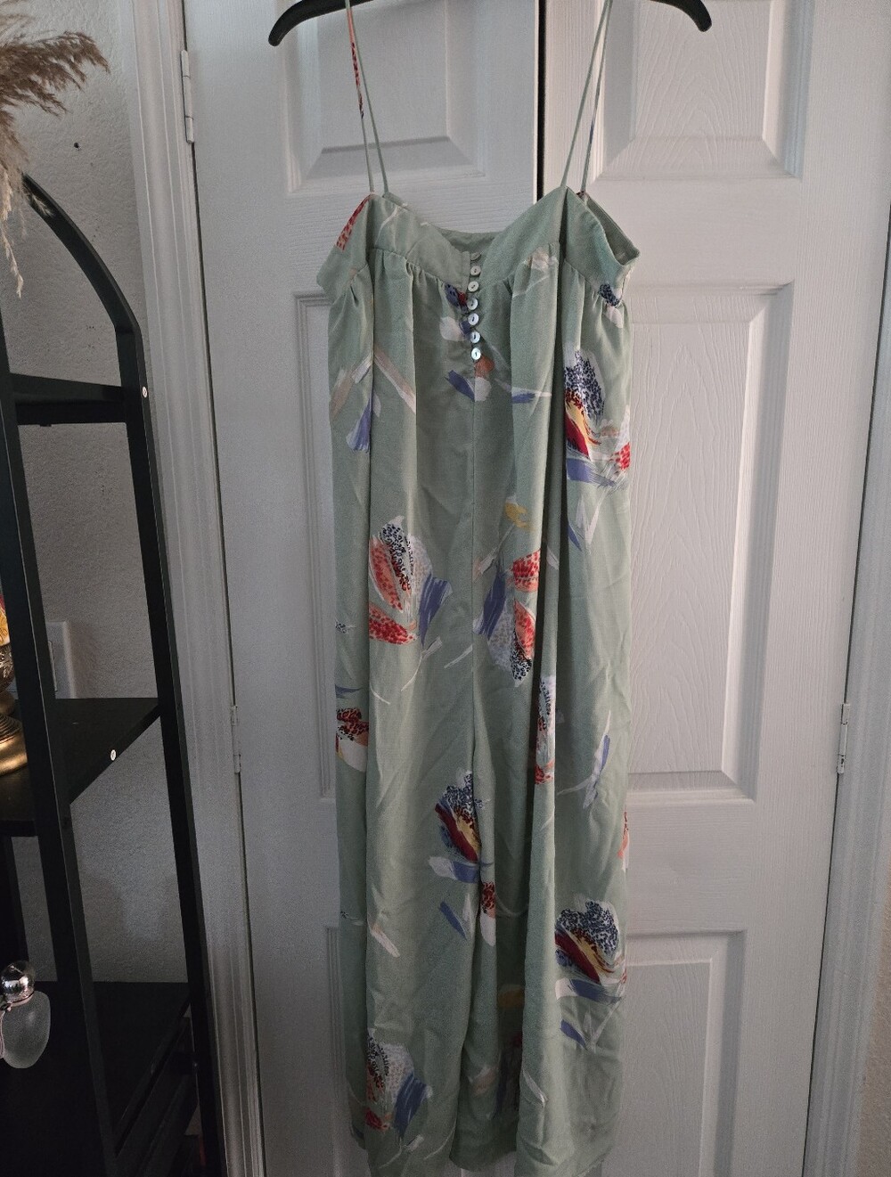 My Story Sage Green Floral Print Spaghetti Strap Jumpsuit
